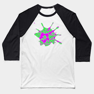 Neon Green and Pink Paint Splatter Baseball T-Shirt